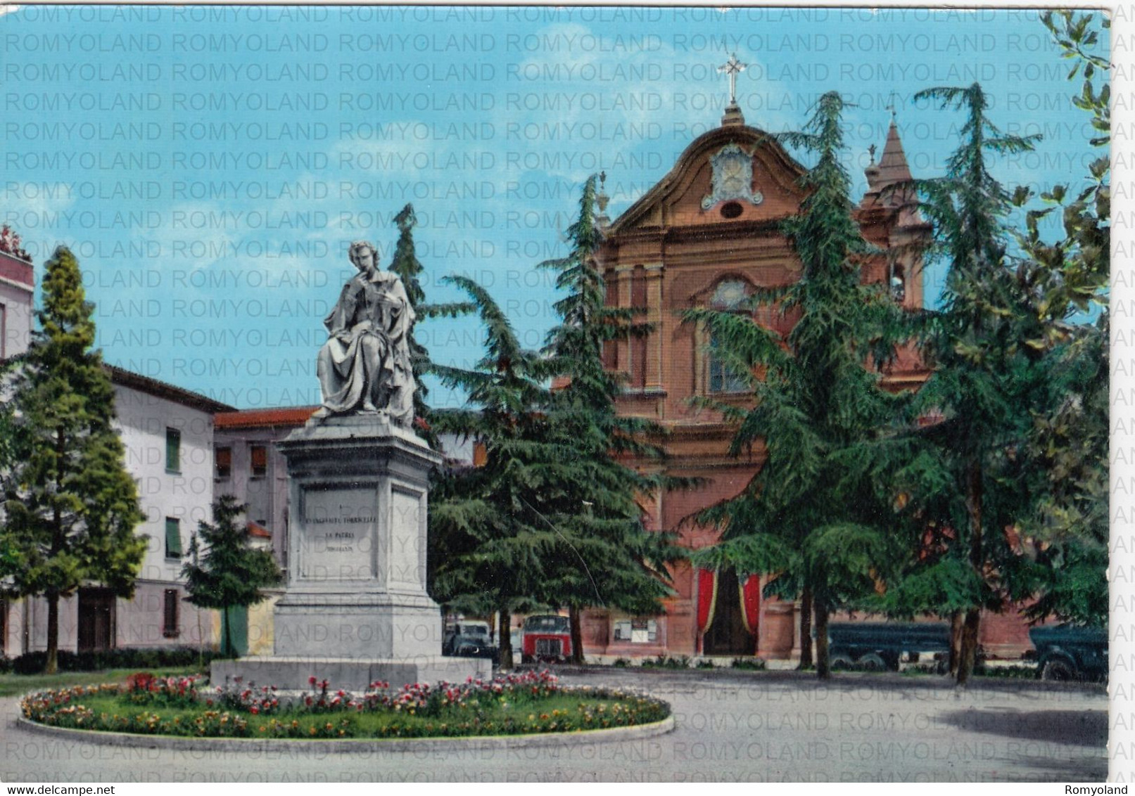 CARTOLINA  FAENZA,EMILIA ROMAGNA,PIAZZA S.FRANCESCO E MONUMENTO A TORRICELLI-CULTURA,MEMORIA,BELLA ITALIA,VIAGGIATA 1963 - Faenza