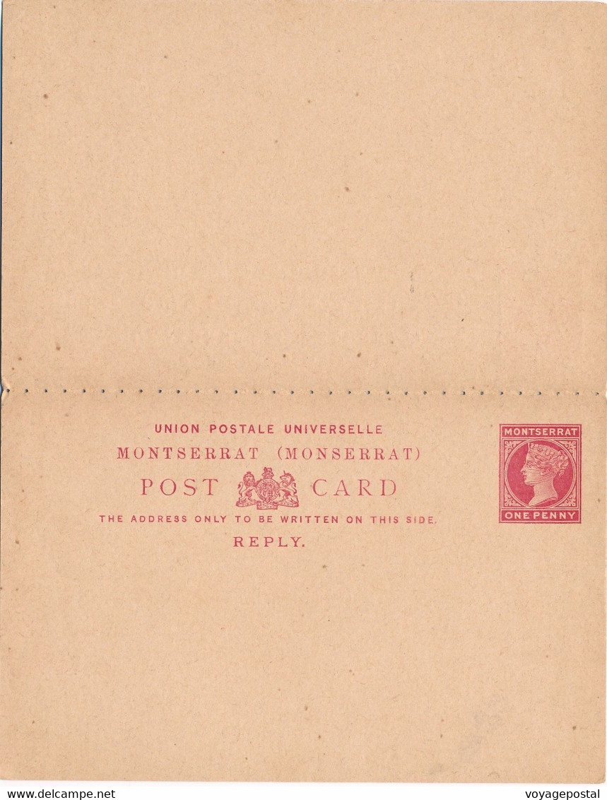 CARTE RÉPONSE NEUVE ENTIER POSTAL UPU MONTSERRAT ONE PENNY CARD REPLY - Montserrat