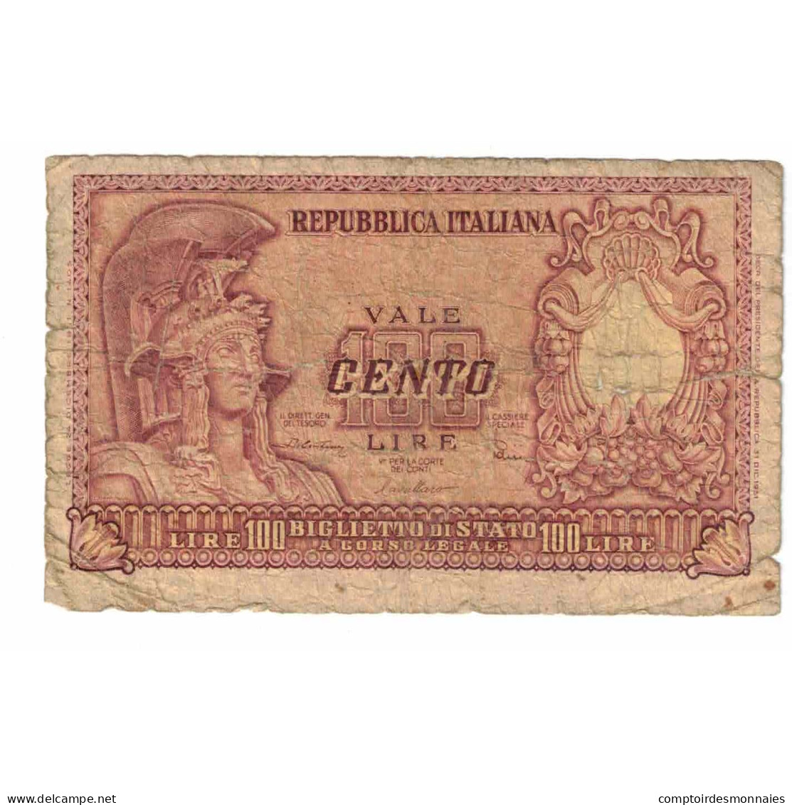 Billet, Italie, 100 Lire, 1951, 1951-12-31, KM:92a, AB - 100 Liras