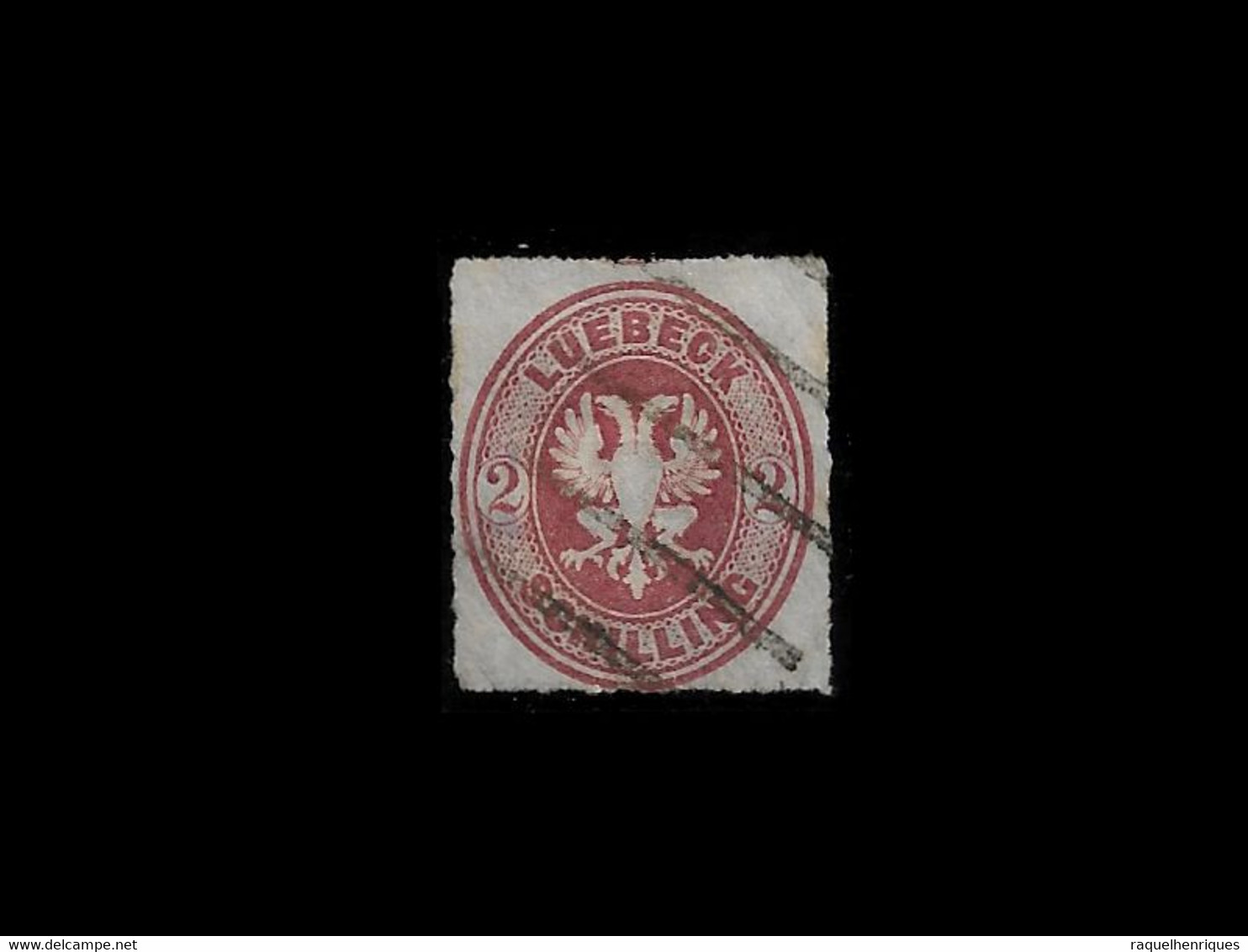 GERMAN STATES LUBECK STAMP - 1863 Coat Of Arms USED (PLB#01-83) - Lubeck