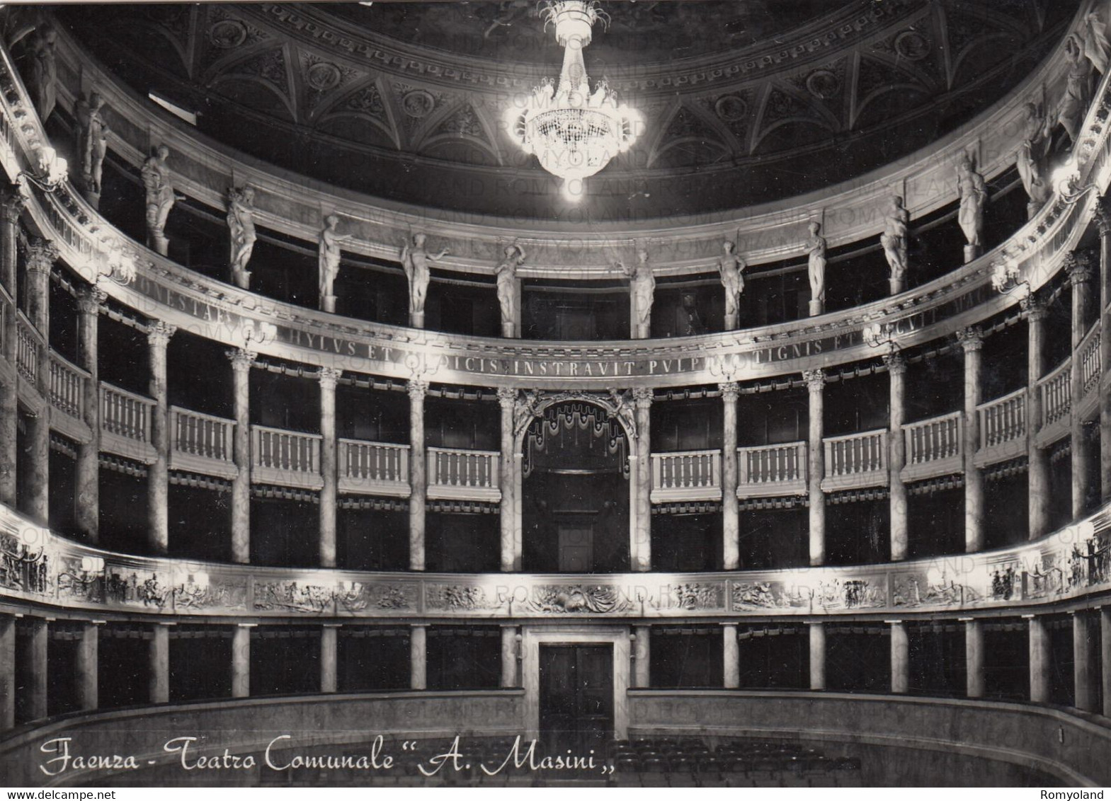 CARTOLINA  FAENZA,EMILIA ROMAGNA,TEATRO COMUNALE "A.MASINI"-STORIA,CULTURA,MEMORIA,RELIGIONE,BELLA ITALIA,VIAGGIATA 1955 - Faenza