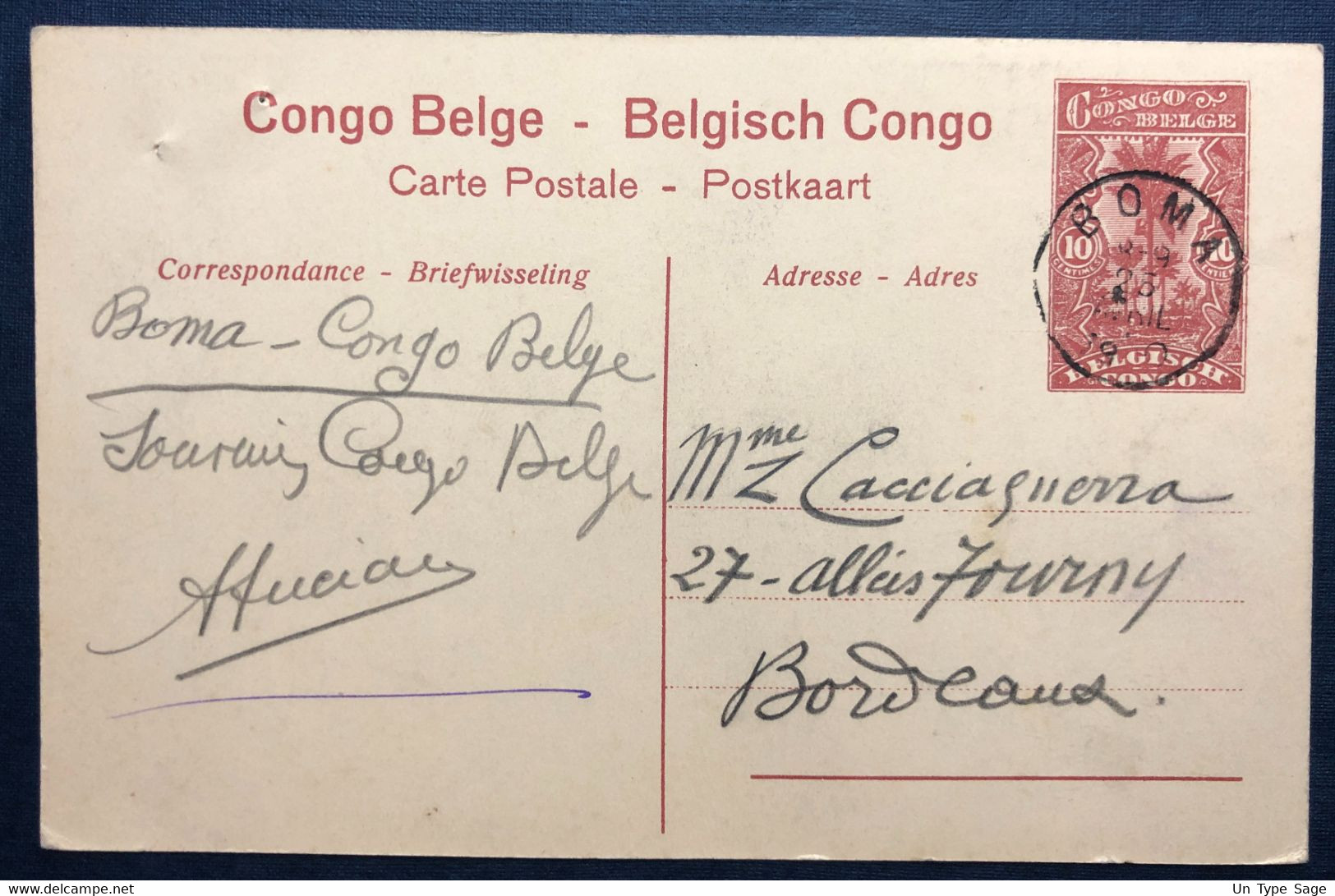 Congo Belge, Entier-carte, De BOMA Pour La France - (B4387) - Briefe U. Dokumente