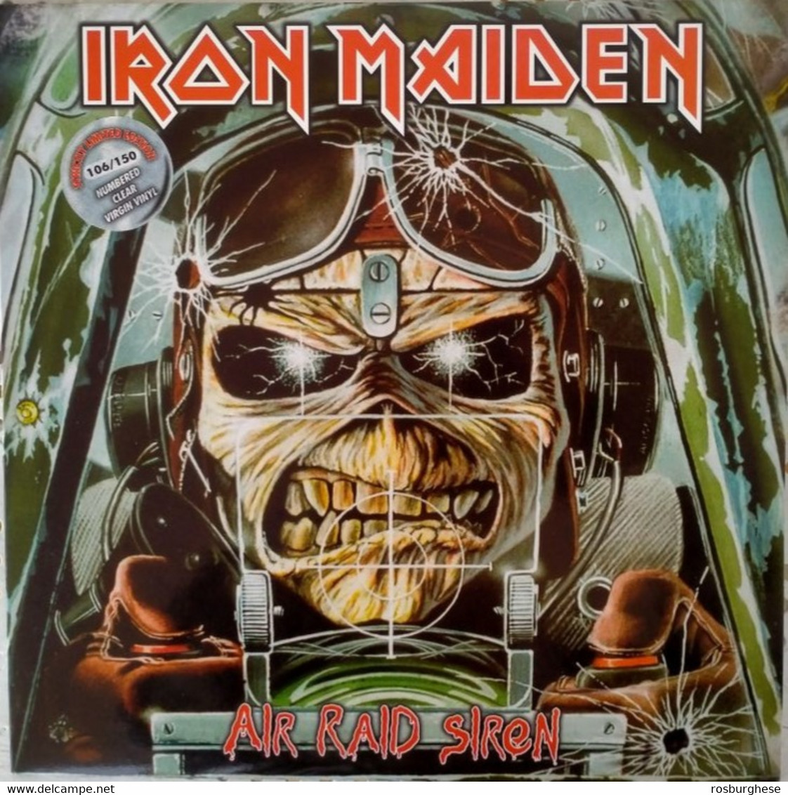 Iron Maiden Air Raid Siren VINILE LP Trasparente 150 Copie - Editions Limitées