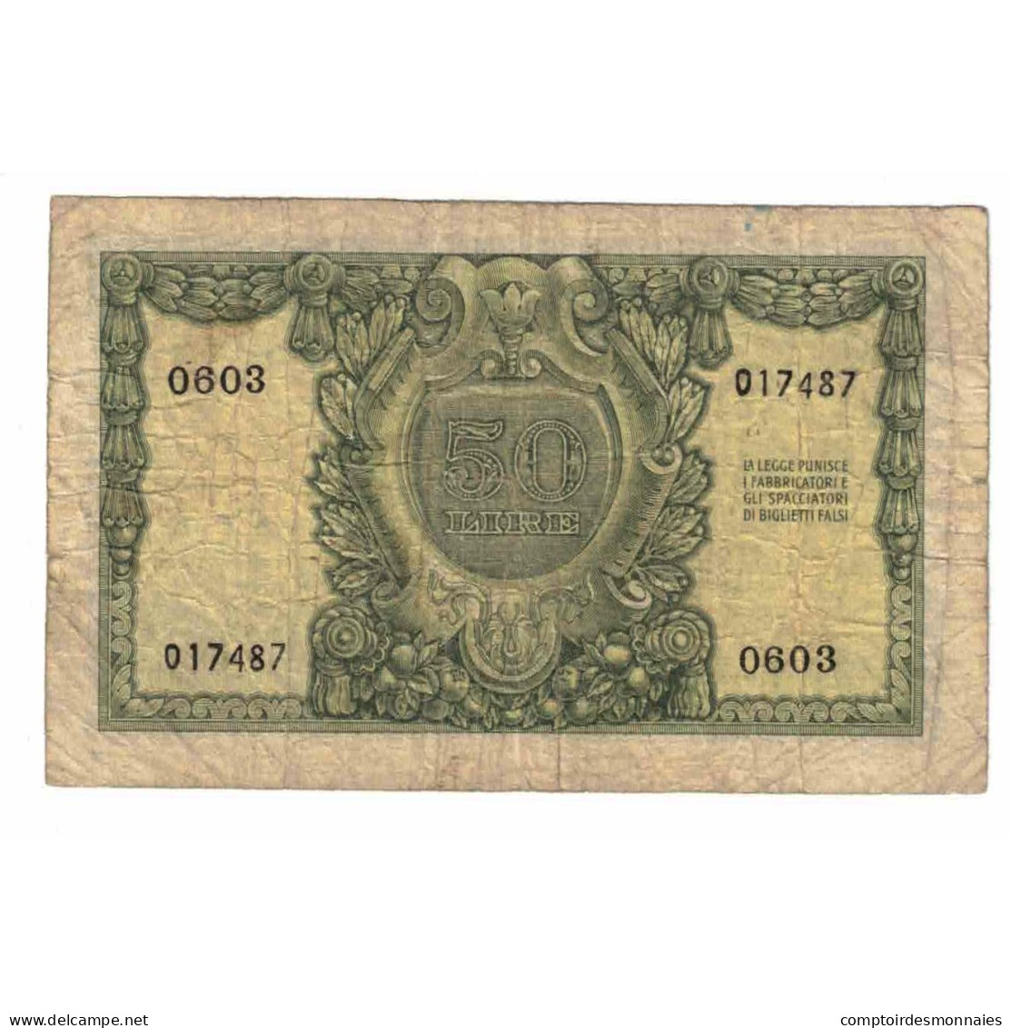 Billet, Italie, 50 Lire, 1951, 1951-12-31, KM:91a, TB - 50 Liras