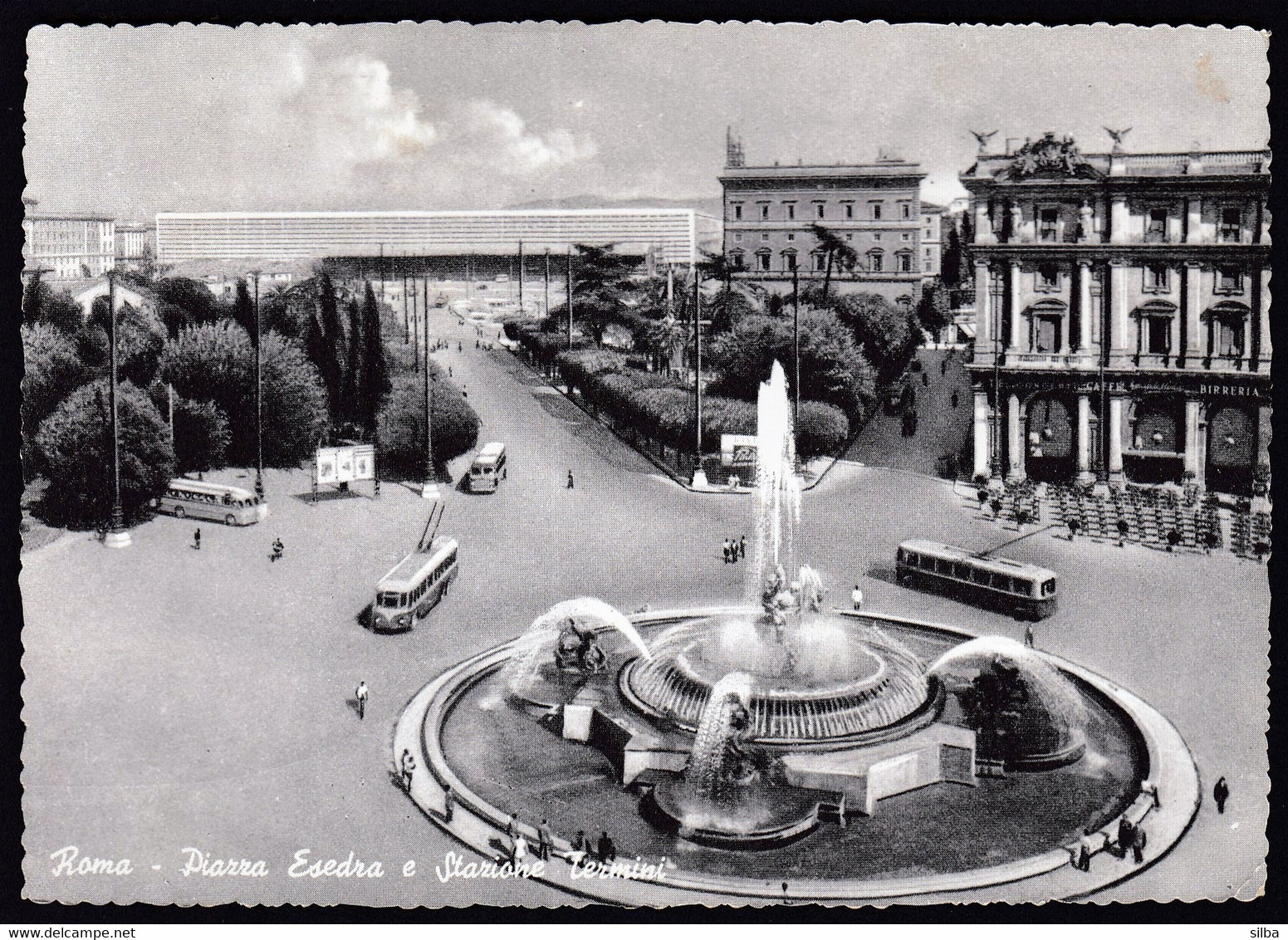 Italy Rome Roma 1963 / Piazza Esedra E Stazione Termini, Square Esedra And Termini Station / Trolleybus, Fountain - Stazione Termini