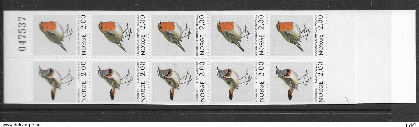 1982 MNH Norway, Booklet, Mi 860-61, Lower Margin Imperforate, Control Number - Markenheftchen