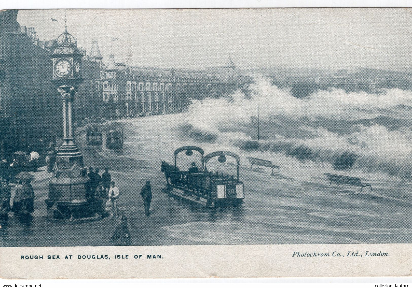 DOUGLAS - ROUGH SEA AT DOUGLAS - ISLE OF MAN - CARTOLINA FP SPEDITA NEL 1910 - Isle Of Man