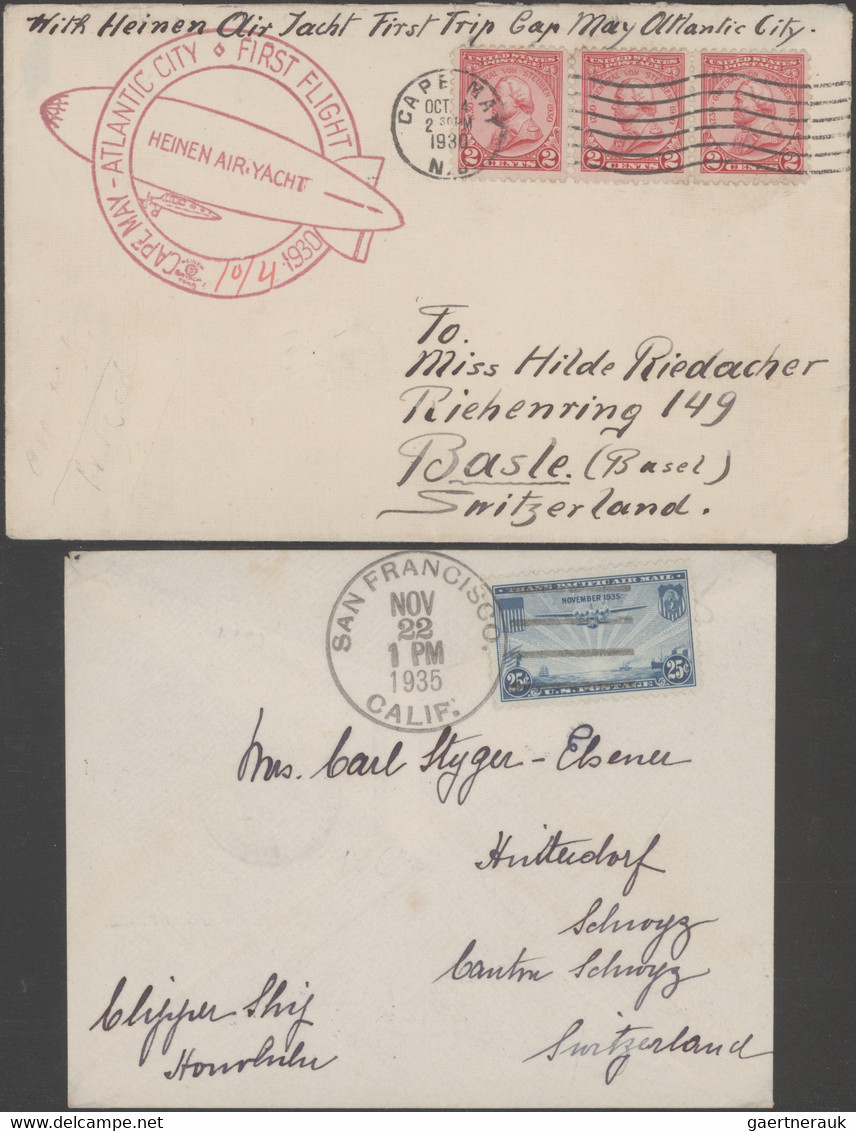 United States: 1918/1939 (ca.), Small Lot Of 41 Air Mail Covers Send To Switzerl - Cartas & Documentos