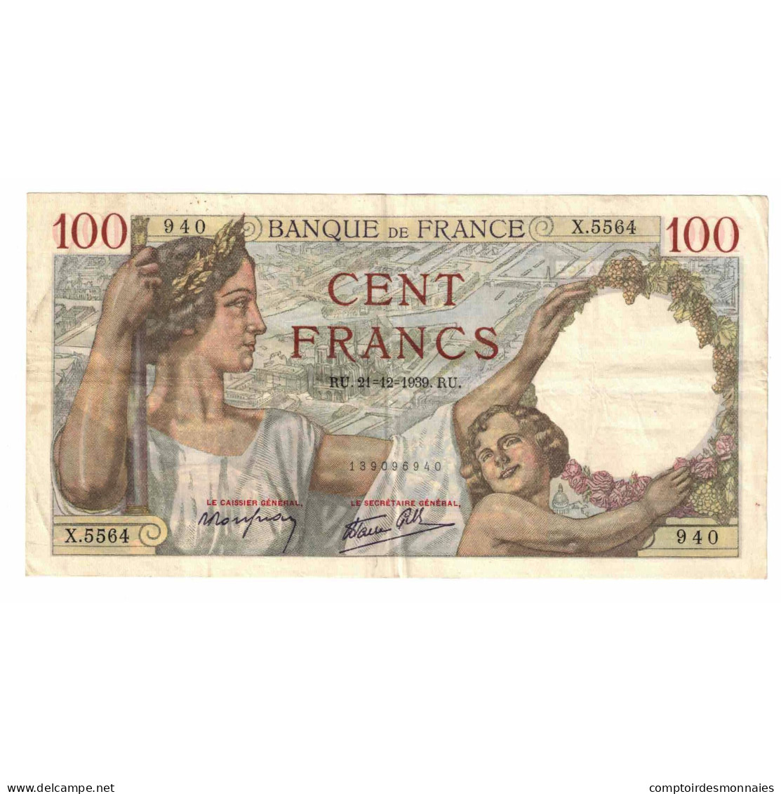 France, 100 Francs, Sully, 1939, X.5564, TTB+, Fayette:26.18, KM:94 - 100 F 1939-1942 ''Sully''