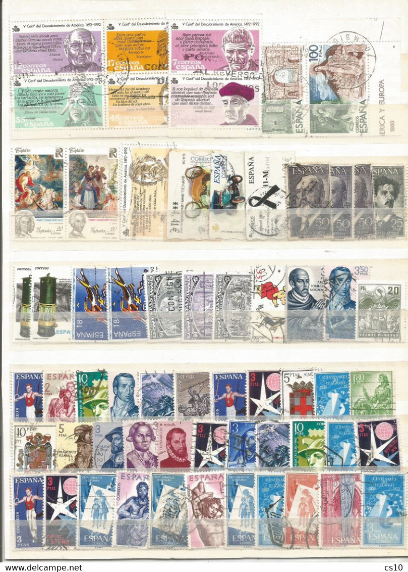 Spain Pesetas Issues 2 Scans Lot Of Used HVs + Some Mint And Fiscals In 120 Pcs - Collections