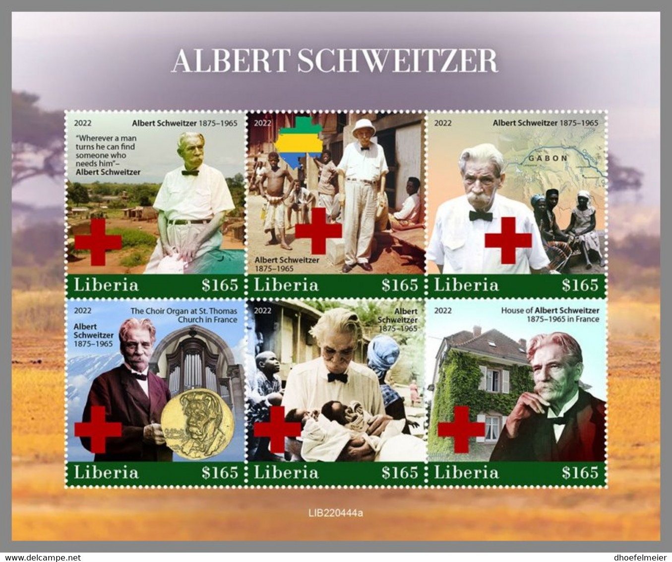 LIBERIA 2022 MNH Albert Schweitzer Red Cross Rotes Kreuz Croix Rouge M/S - OFFICIAL ISSUE - DHQ2304 - Albert Schweitzer