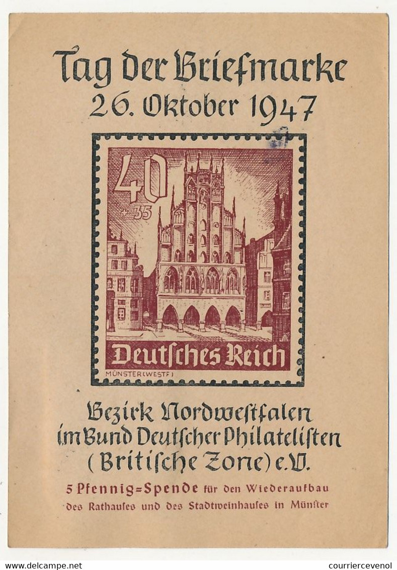 ALLEMAGNE - 2 Entiers (CP) Tag Der Briefmarke 26 Oct 1947, Illustrés Au Verso, Affr Compl. Recto - Münster (Westf) - Andere & Zonder Classificatie