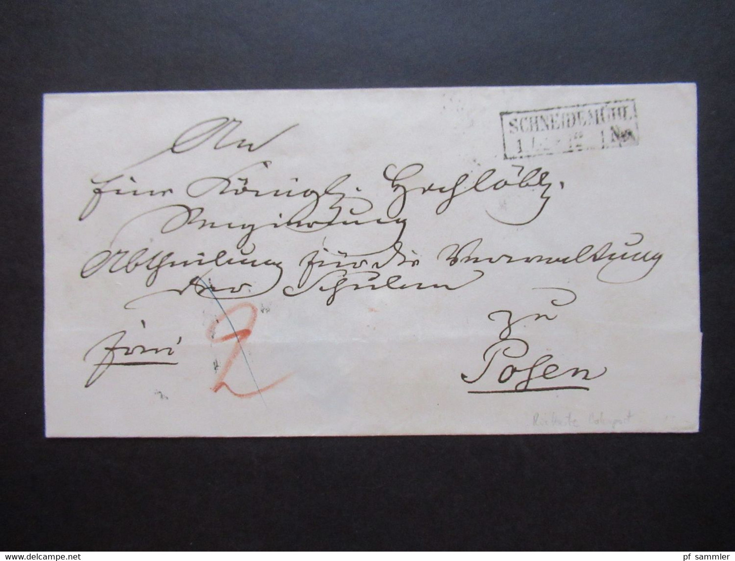 Preußen Bezirk Posen Stempel Ra2 Schneidemühl Faltbrief Ohne Inhalt Um 1870 Bartaxe Rücks. Bahnpost Bromberg - Covers & Documents