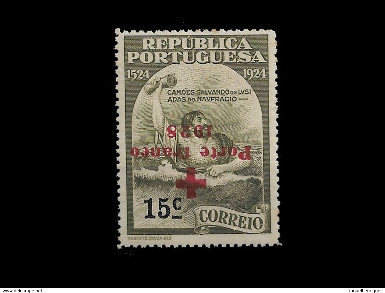 PORTUGAL PORTE FRANCO - 1928 ERROR UP SIDE DOWN SURCHARGED MNH (PLB#01-96) - Ungebraucht