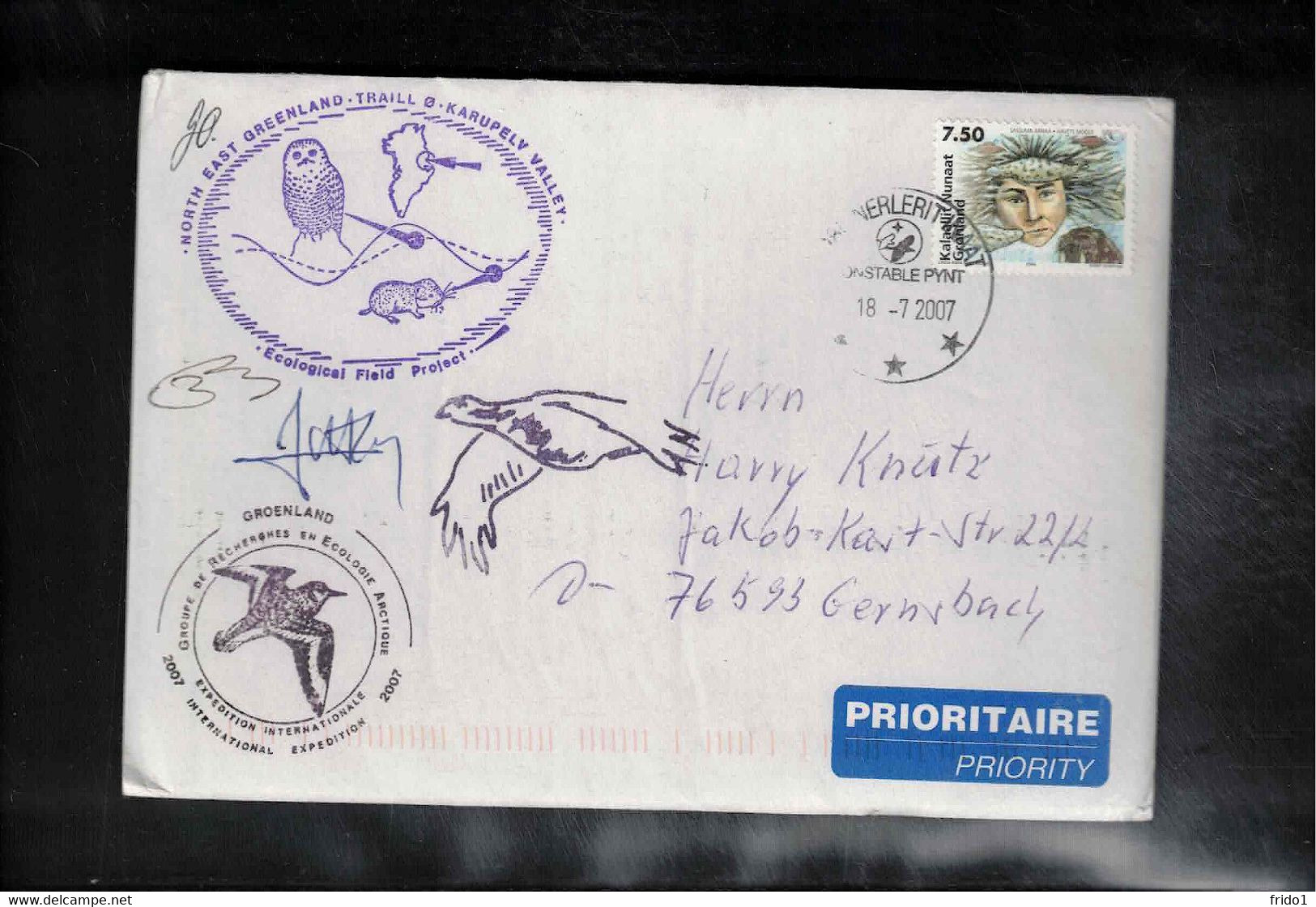 Greenland / Groenland 2007 International Expedition For The Research Of Arctic Ecology Interesting Signed Letter - Covers & Documents