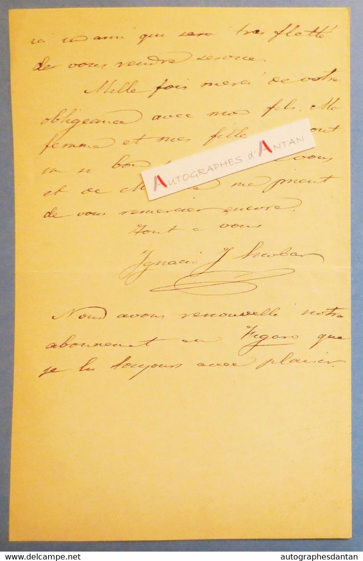 ● L.A.S Ignacio J ESCOBAR Congreso De Los Diputados Lettre En Français à Adrien Marx - Espagne Espana Carta De Autógrafo - Spanje