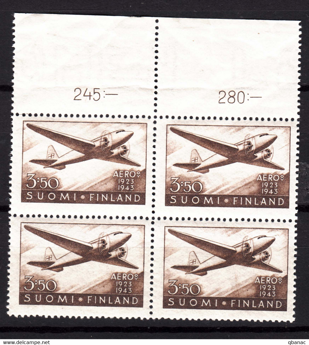 Finland Airmail 1944 Mi#283 Mint Never Hinged Piece Of 4 - Unused Stamps