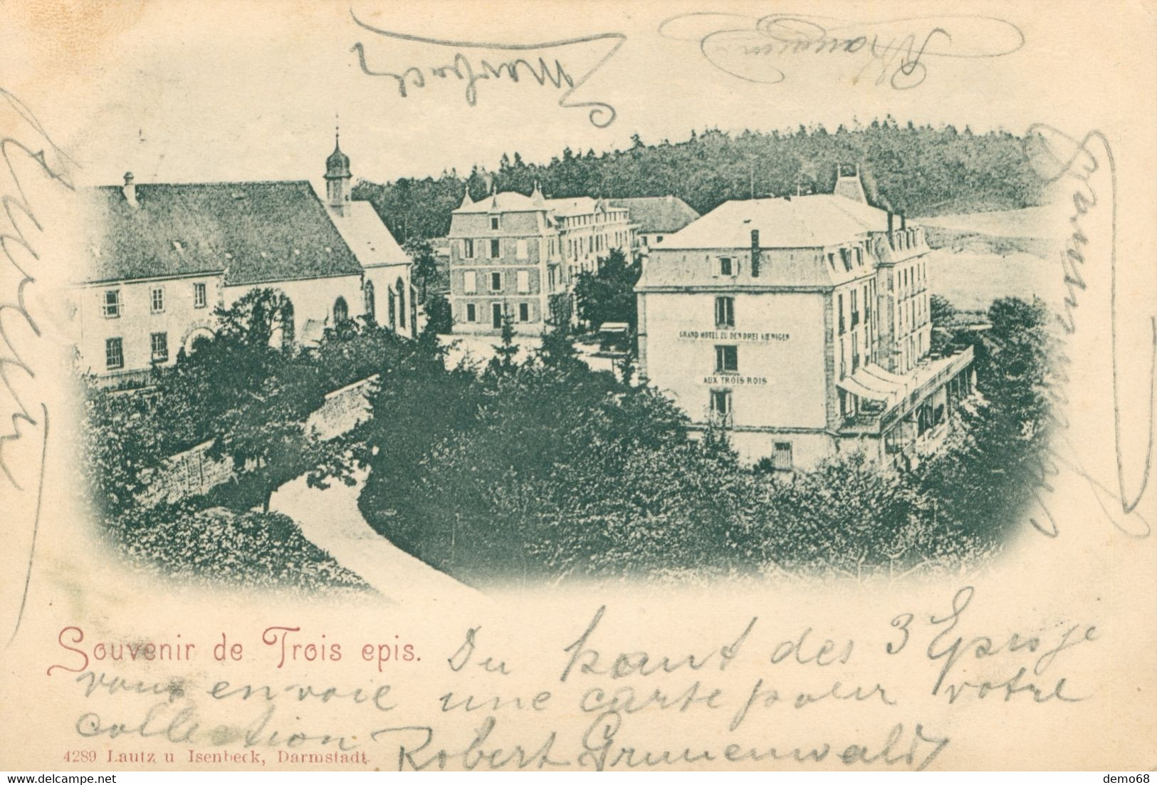 Trois Epis Niedermorschwihr Pèlerinage Gruss Souvenir Cure Hôtel Vosges CPA 68 Haut Rhin Ed Lautz 1898 - Trois-Epis