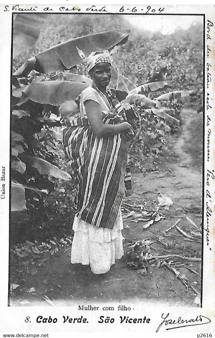 AFRIQUE - CAP- VERT -  1904 -  SAO VICENTE -  MULHER COM FILHO -  VOIR LE VERSO - Capo Verde