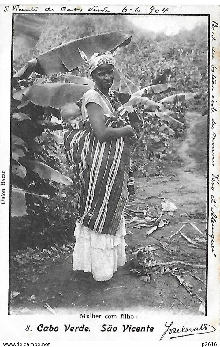 AFRIQUE - CAP- VERT -  1904 -  SAO VICENTE -  MULHER COM FILHO -  VOIR LE VERSO - Cap Verde