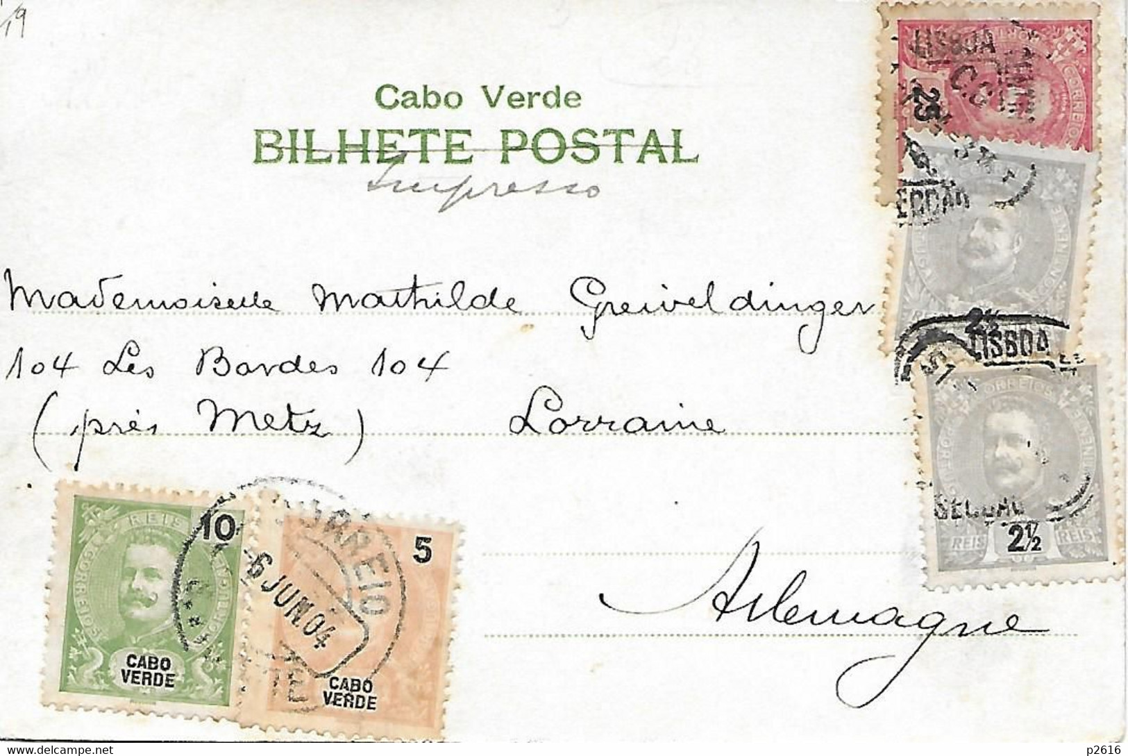 AFRIQUE - CAP- VERT -  1904 -  SAO VICENTE -  MULHER COM FILHO -  VOIR LE VERSO - Cap Verde