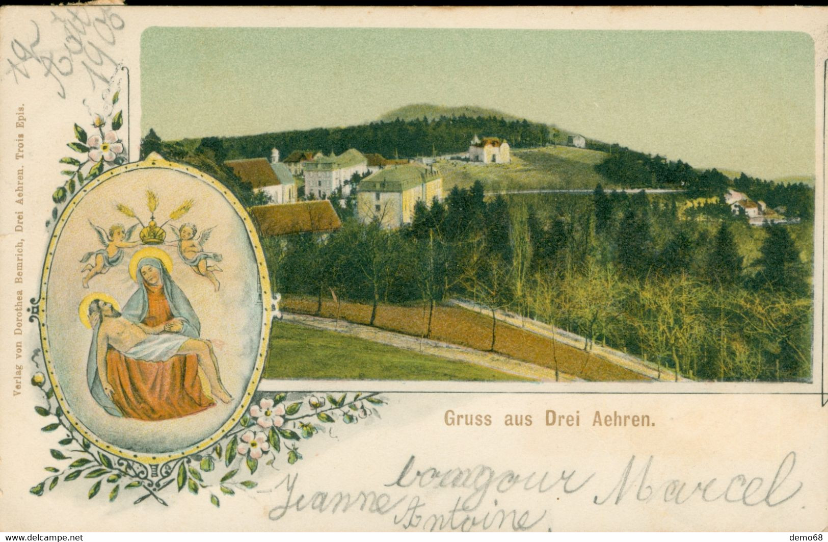 Trois Epis Niedermorschwihr Pèlerinage Gruss Souvenir Cure Hôtel Vosges CPA 68 Haut Rhin Ed Dorothéa Bemrich 1905 - Trois-Epis