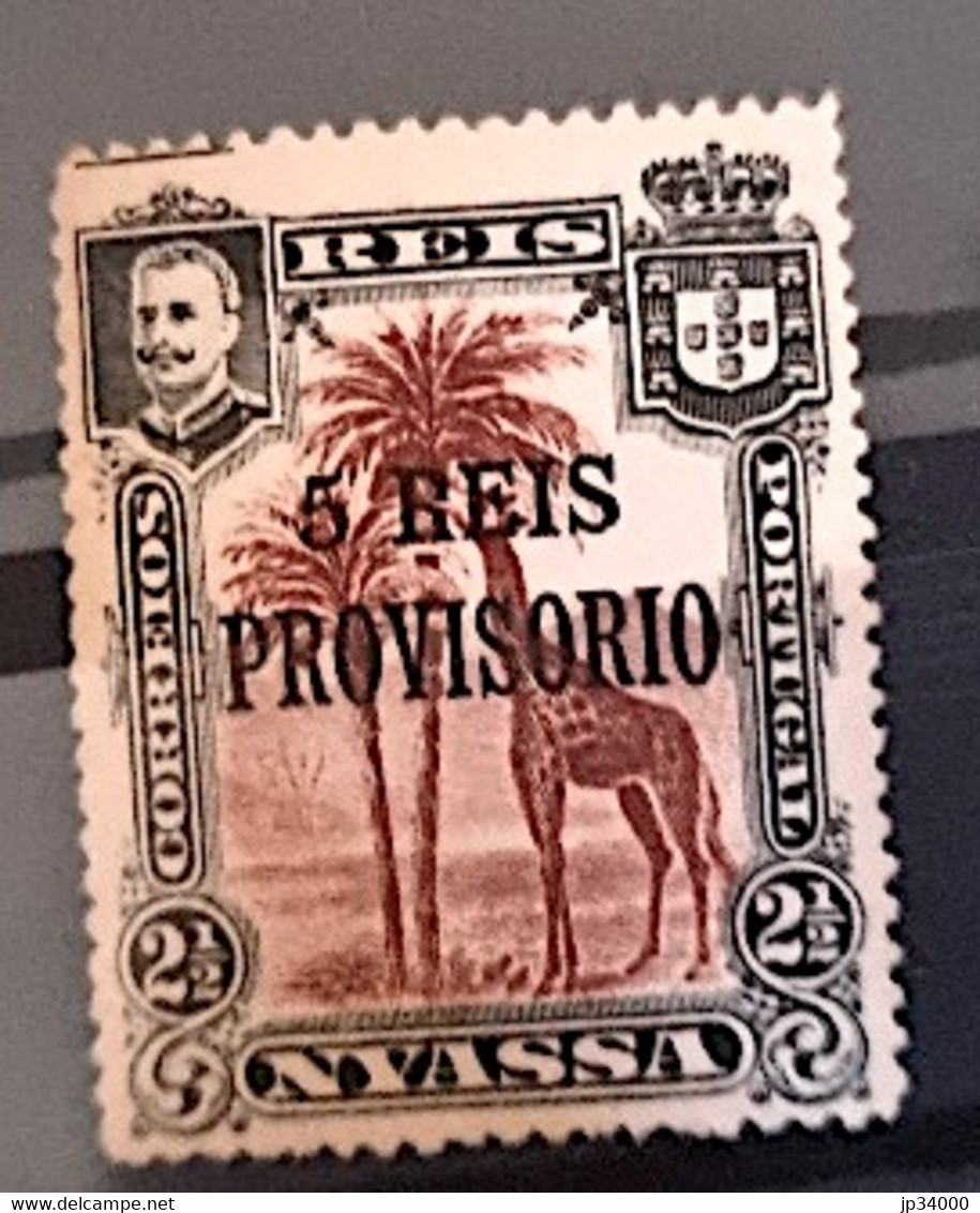 NYASSA Girafes, Girafe, Giraffe, Jirafa. Yvert N° 27 Surchargé 5 Reis Provisorio * MLH - Giraffes