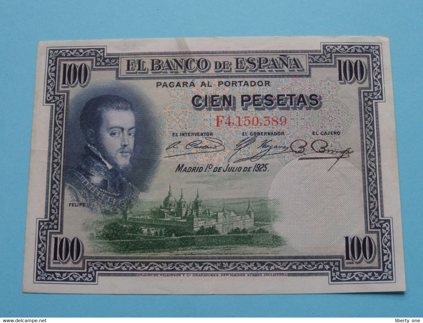 100 Pesetas > Cien > 1° Julio De 1925 ( F4,150,389 ) > ( For Grade, Please See SCANS ) Circulated ! - 100 Peseten