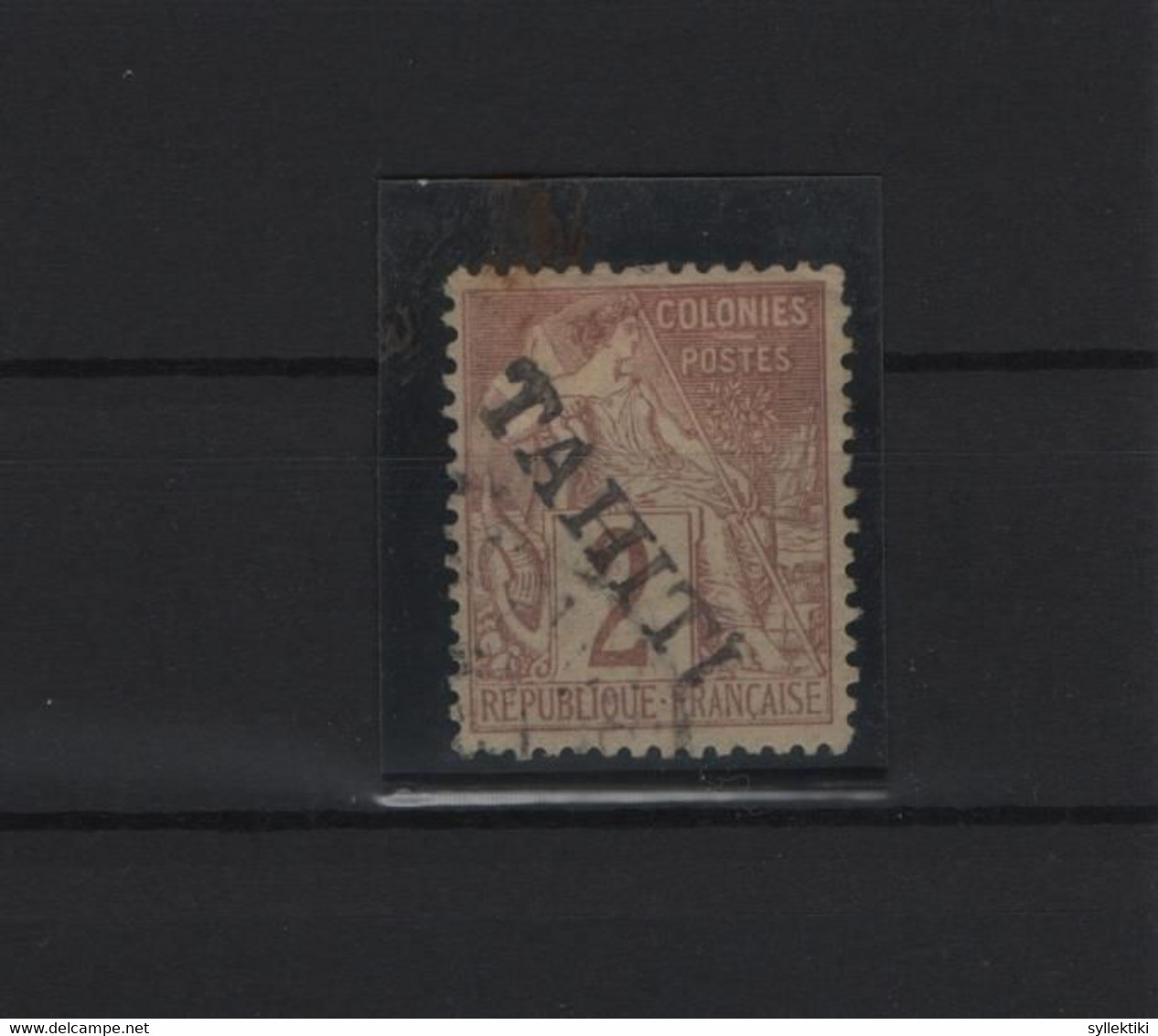 FRANCE 1893 2 CENTS USED STAMP OVERPRINTED TAHITI CAT. No 8 & VALUE EURO 2500.00 - Unused Stamps