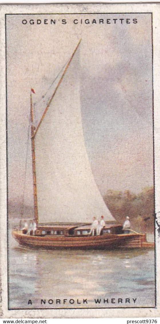 Yachts & Motor Boats 1931 -  31 Norfolk Wherry - Ogdens  Cigarette Card - Original  - Ships - Sealife - Ogden's