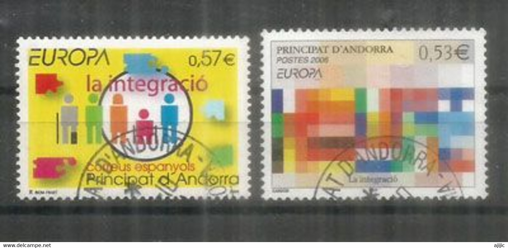 ANDORRA. L'intégration EUROPA C.E.P.T. - 2006 ,   2 Timbres  Oblitérés 1 ère Qualité - Used Stamps