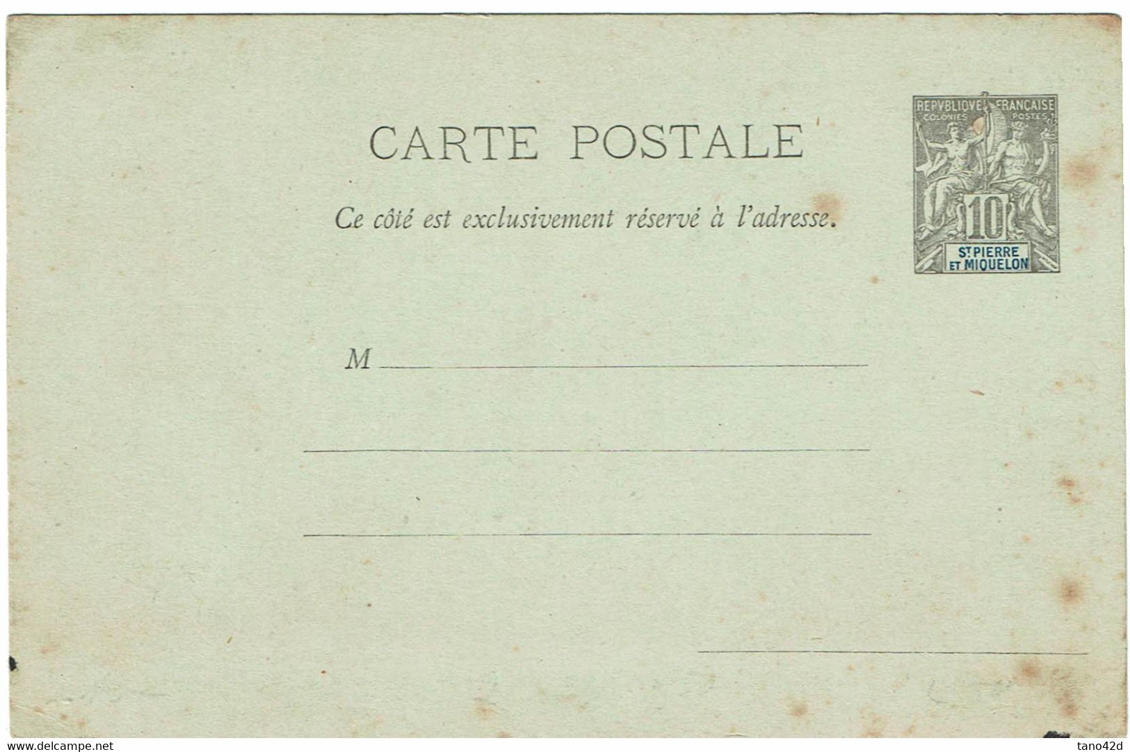 CTN27B- ST PIERRE & MIQUELON EP CP ALLEGORIE 10c ACEP N°2 - Postal Stationery