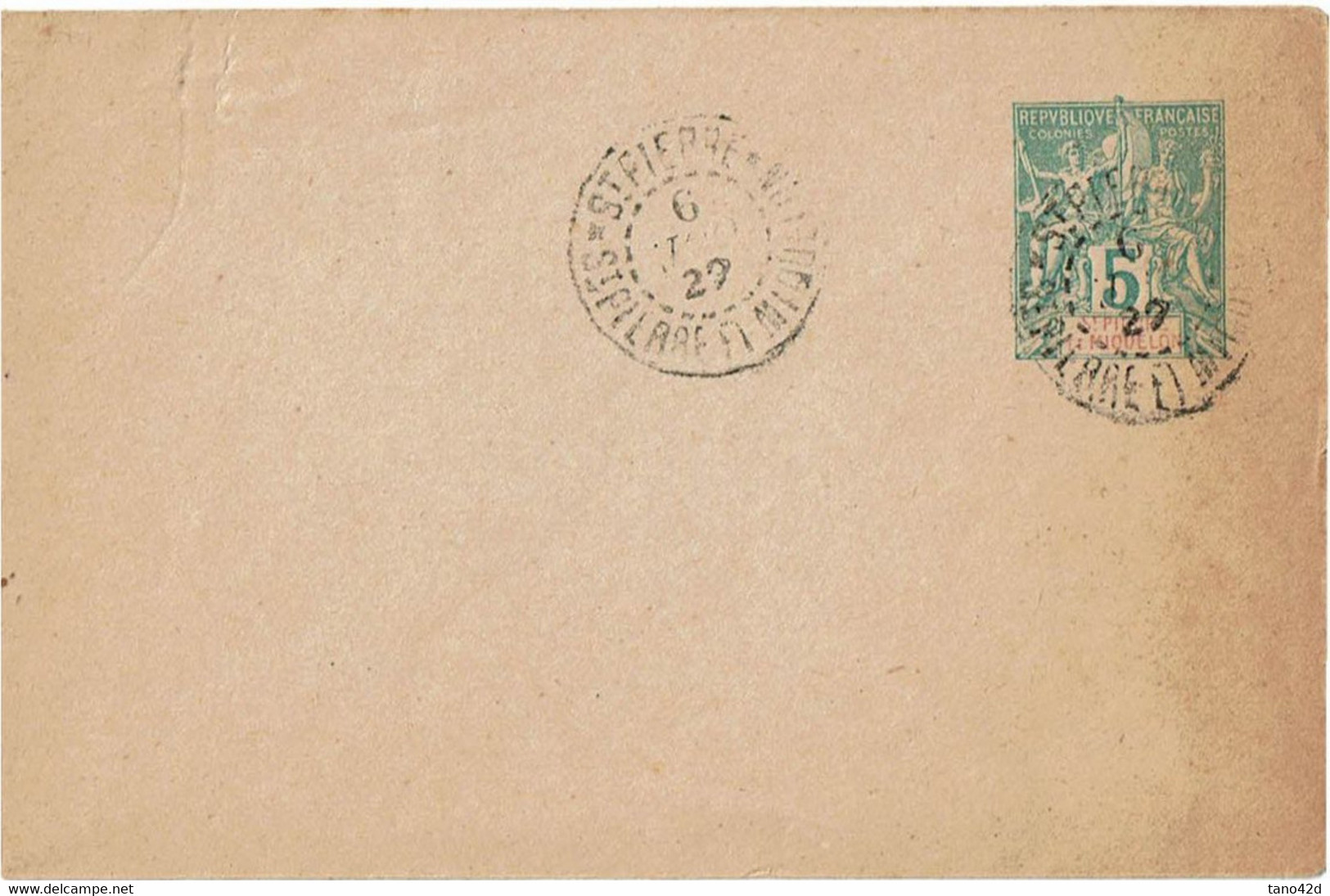 CTN27B- ST PIERRE & MIQUELON EP ENV ALLEGORIE 5c ACEP N°1 OBL. PHILATELIQUE - Postal Stationery