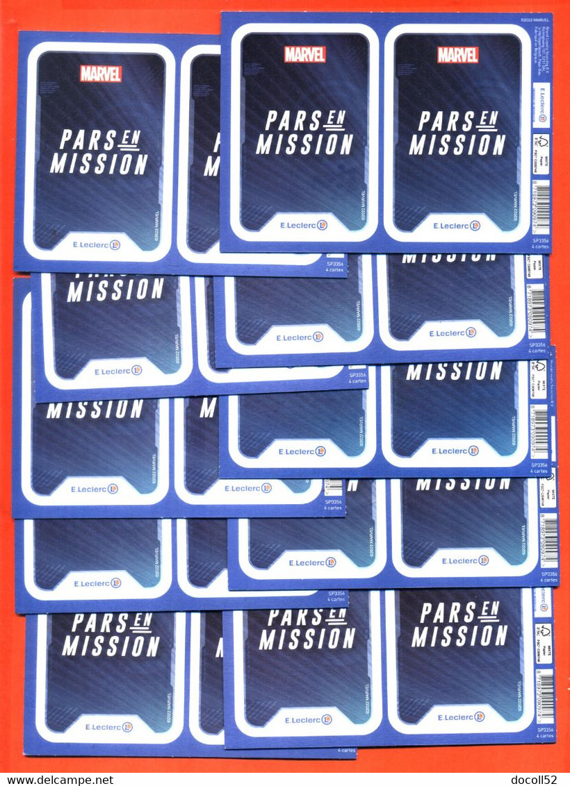 LOT DE 10 CARTES DOUBLE MARVEL LECLERC NEUVES " PARS EN MISSION " SOIT 20 CARTES - Marvel