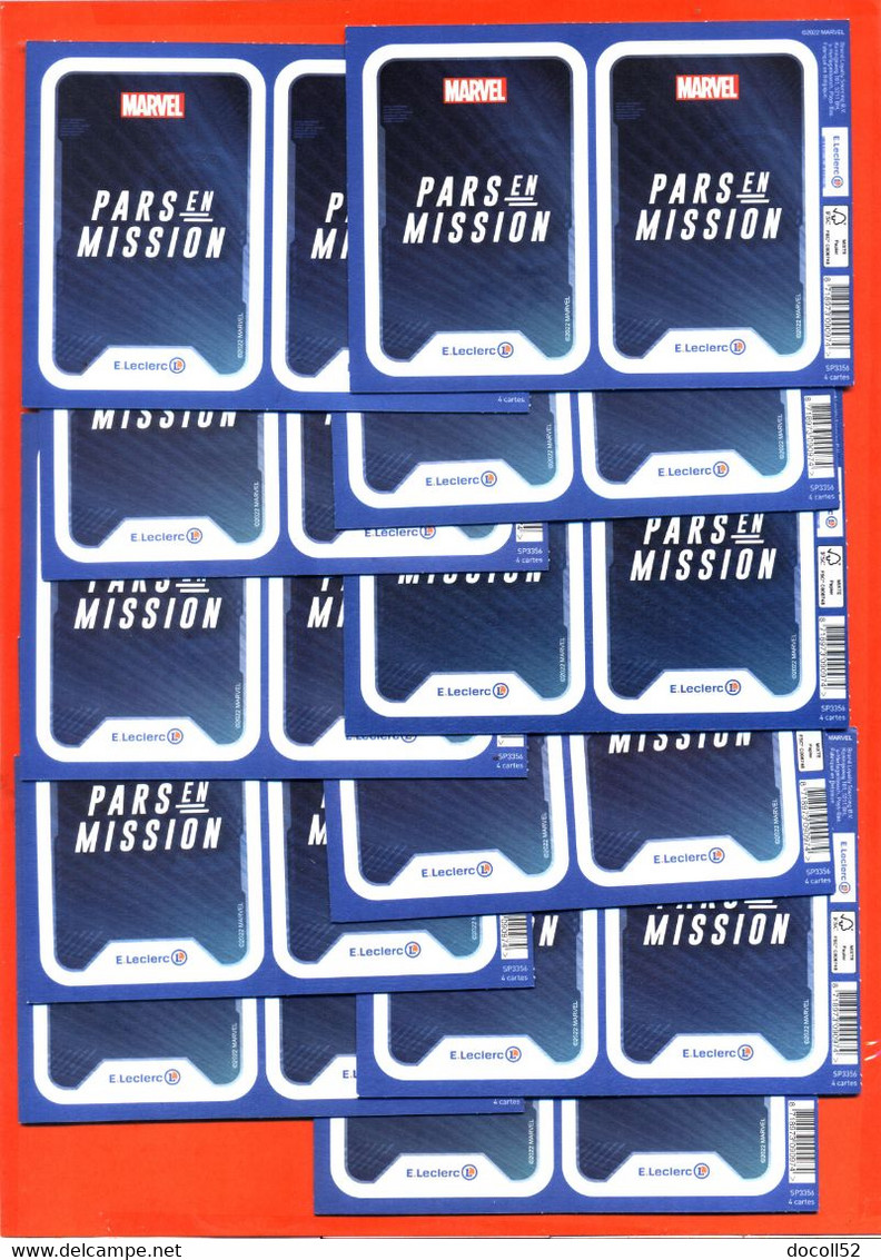 LOT DE 11 CARTES DOUBLE MARVEL LECLERC NEUVES " PARS EN MISSION " SOIT 22 CARTES - Marvel