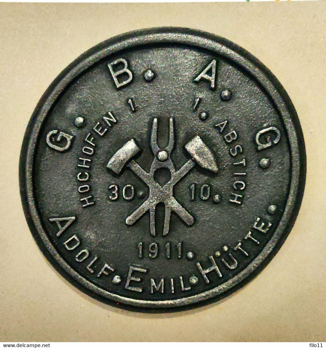 Belvaux, ARBED Amicale Des  Haut Fourneaux A/B.100 Jöer Belvaler.Adplf.Emil.Hütte.1911,diàmetre 15cm. - Altri & Non Classificati