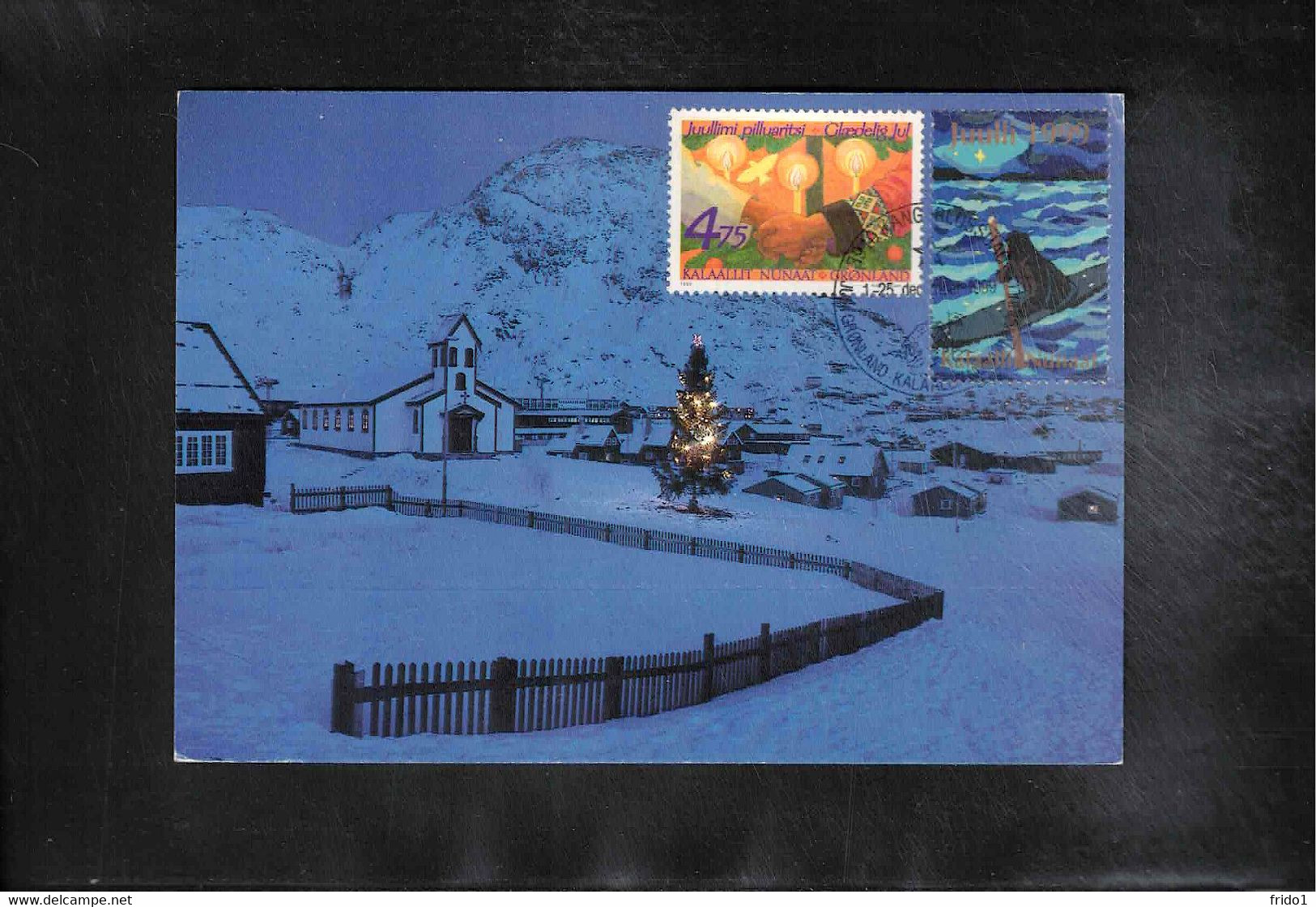 Greenland / Groenland 2001 Interesting Postcard With Christmas Label - Covers & Documents