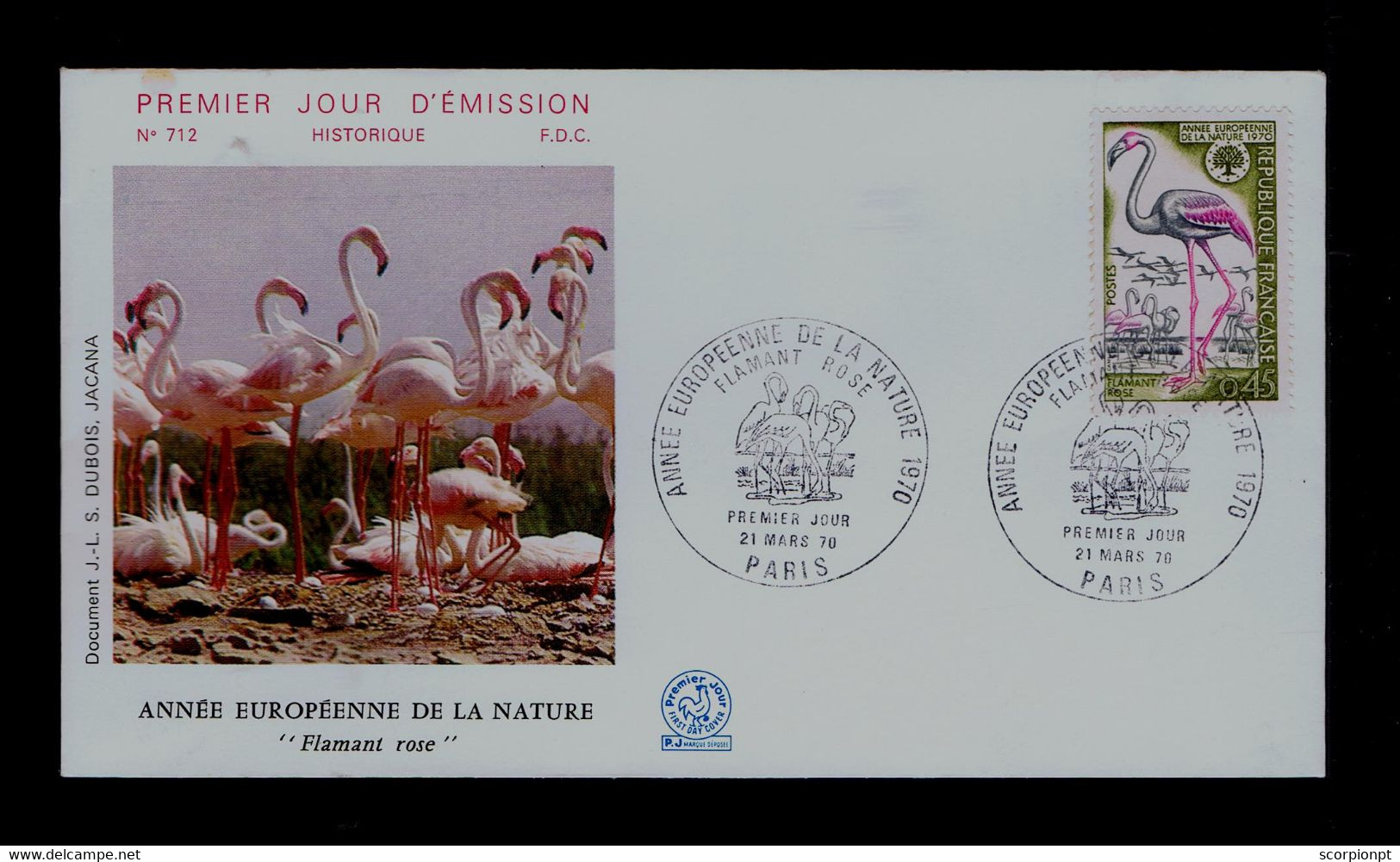 Sp9488 FRANCE Flamant Rose "European Year Of Nature"  Birds Animals Faune Oiseaux Pmk 1970 Paris - Flamants
