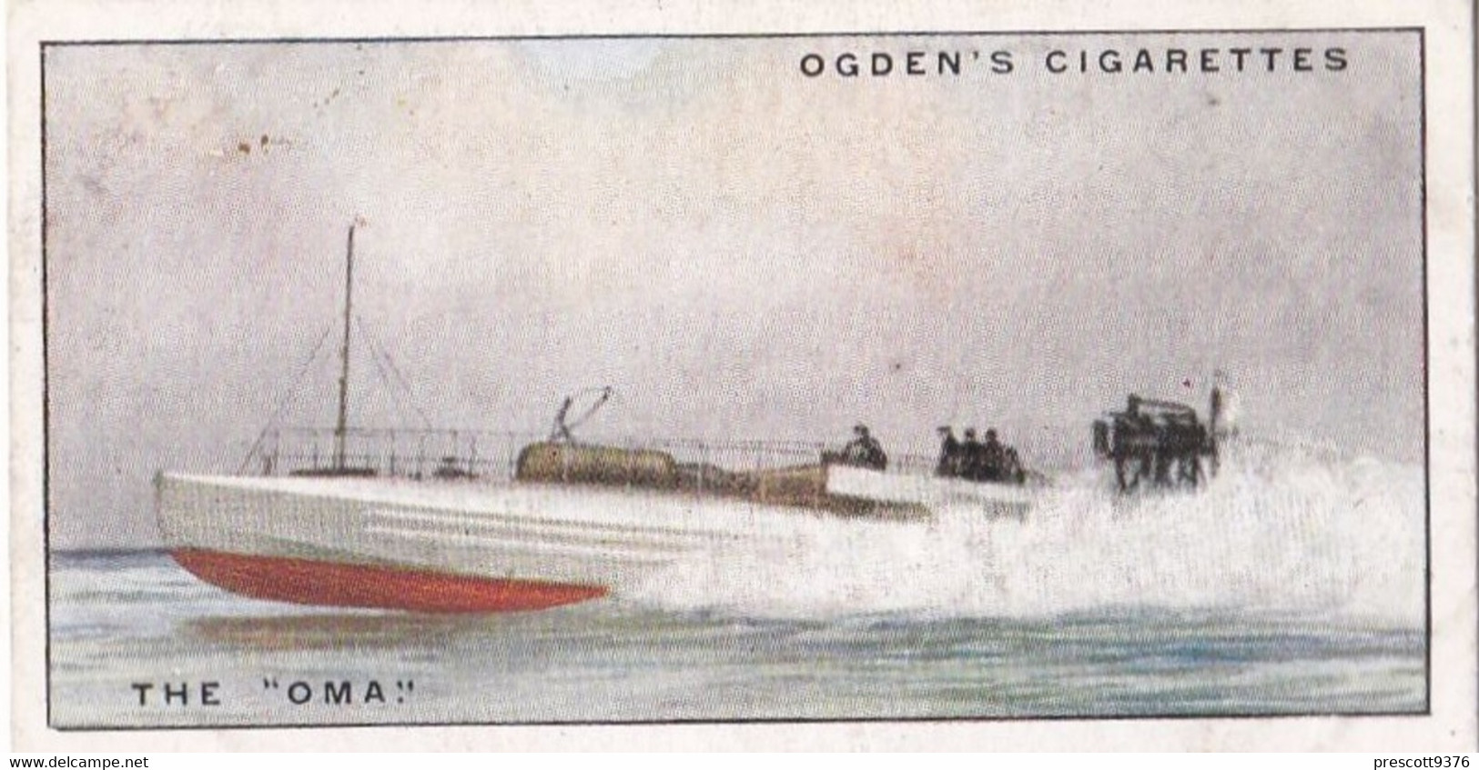 Yachts & Motor Boats 1931 - 33 The Oma  - Ogdens  Cigarette Card - Original  - Ships - Sealife - Ogden's