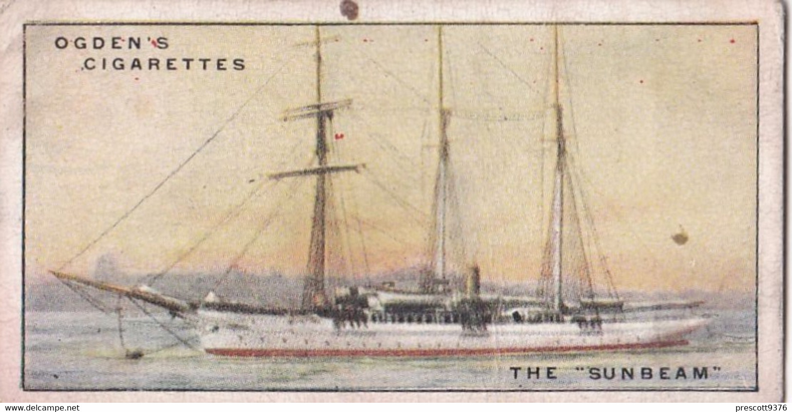 Yachts & Motor Boats 1931 - 41 The Sunbeam  - Ogdens  Cigarette Card - Original  - Ships - Sealife - Ogden's