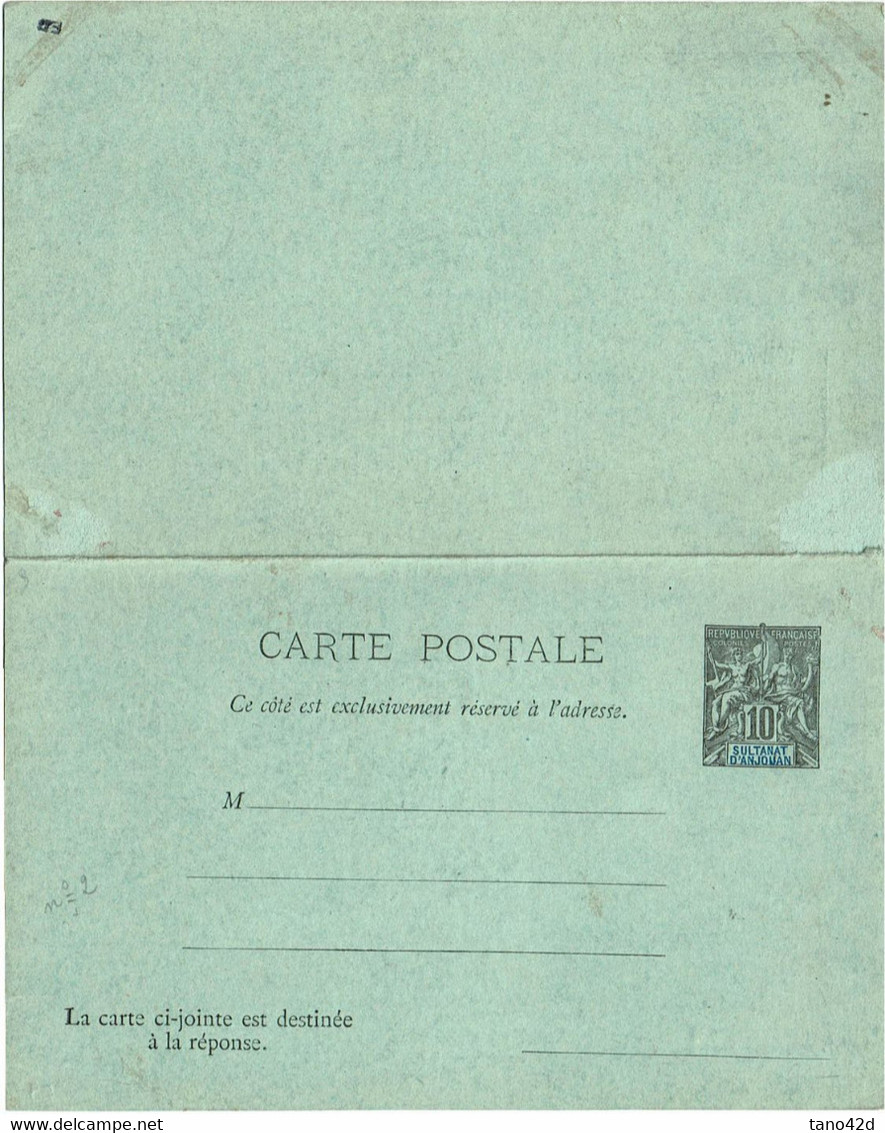 CTN27B- ANJOUAN EP CPRP 10c ACEP N°2 NEUVE TRACE DE CHARNIERES AU VERSO - Storia Postale