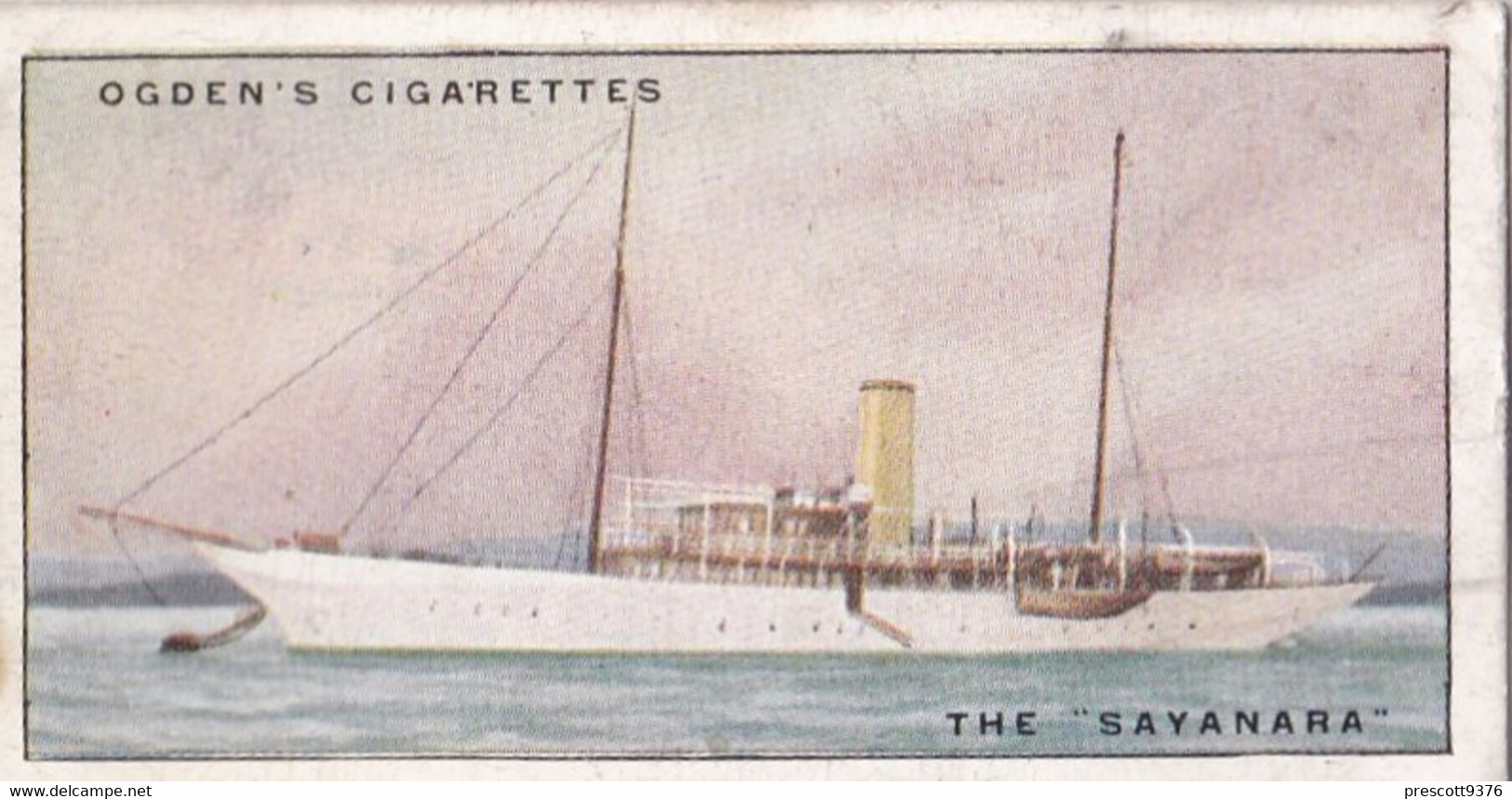 Yachts & Motor Boats 1931 - 37 The Sayanara  - Ogdens  Cigarette Card - Original  - Ships - Sealife - Ogden's