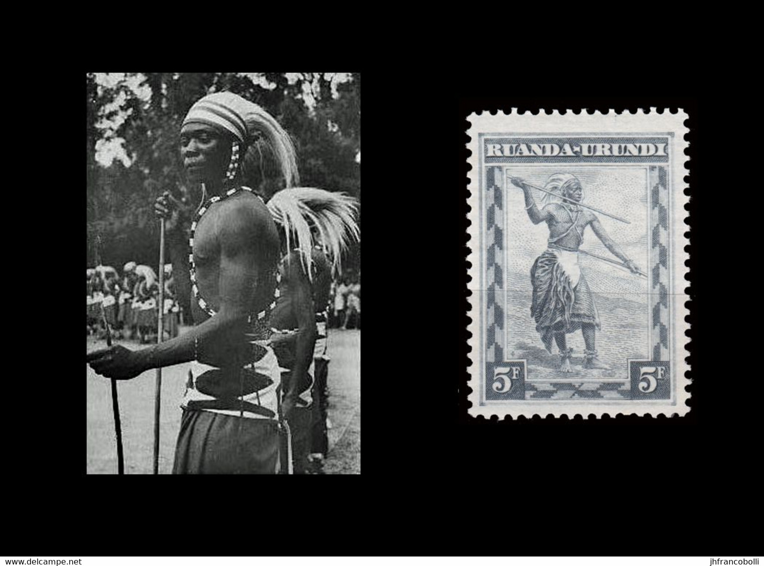 1931 * RUANDA-URUNDI = RU 104 MH WATUTSI DANCER / PHOTO CARD FOR FREE [ 12,5 X 9,5 Mm ] - Neufs