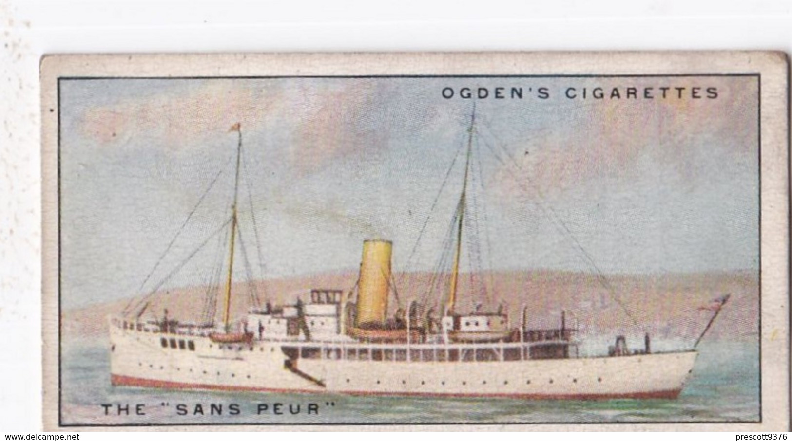 Yachts & Motor Boats 1931 - 36 The Sans Peur - Ogdens  Cigarette Card - Original  - Ships - Sealife - Ogden's