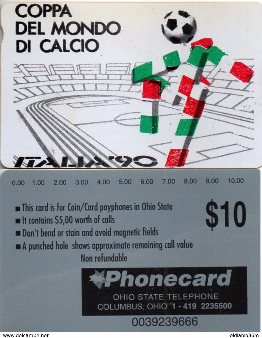 UNITED STATES - ANRITSU - OHIO STATE TELEPHONE COLUMBUS - THEMATIC ITALY SOCCER ITALIA 90 - FAKE CARD (THICK MATERIAL) - Autres & Non Classés