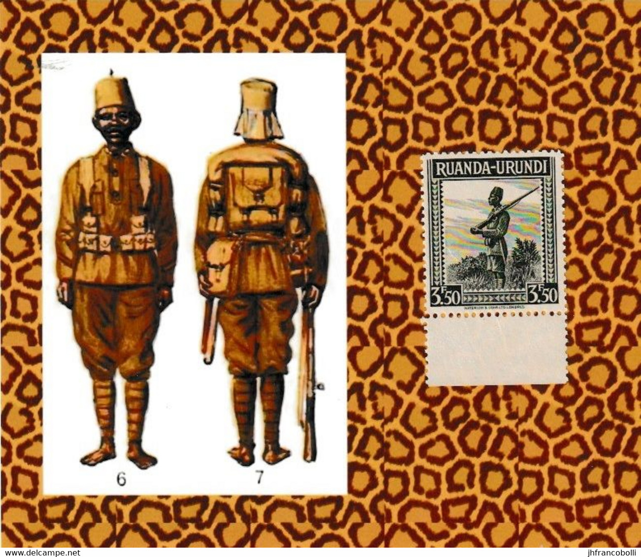 1942 ** RUANDA-URUNDI = RU 140 MNH FORCE PUBLIQUE SOLDIER / PHOTO CARD FOR FREE [ 13,5 X 11,5 Mm ] - Neufs