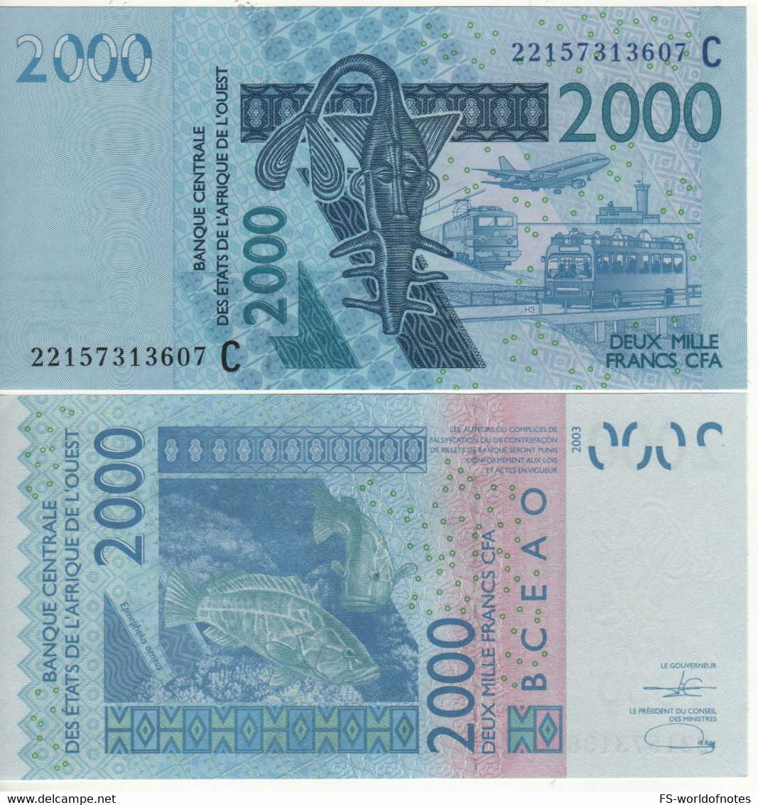 BURKINA FASO  2'000 Francs  P316Cv   ( 2022  Train, Airplane, Airport Tower, Bus + Fish At Back ) - Burkina Faso