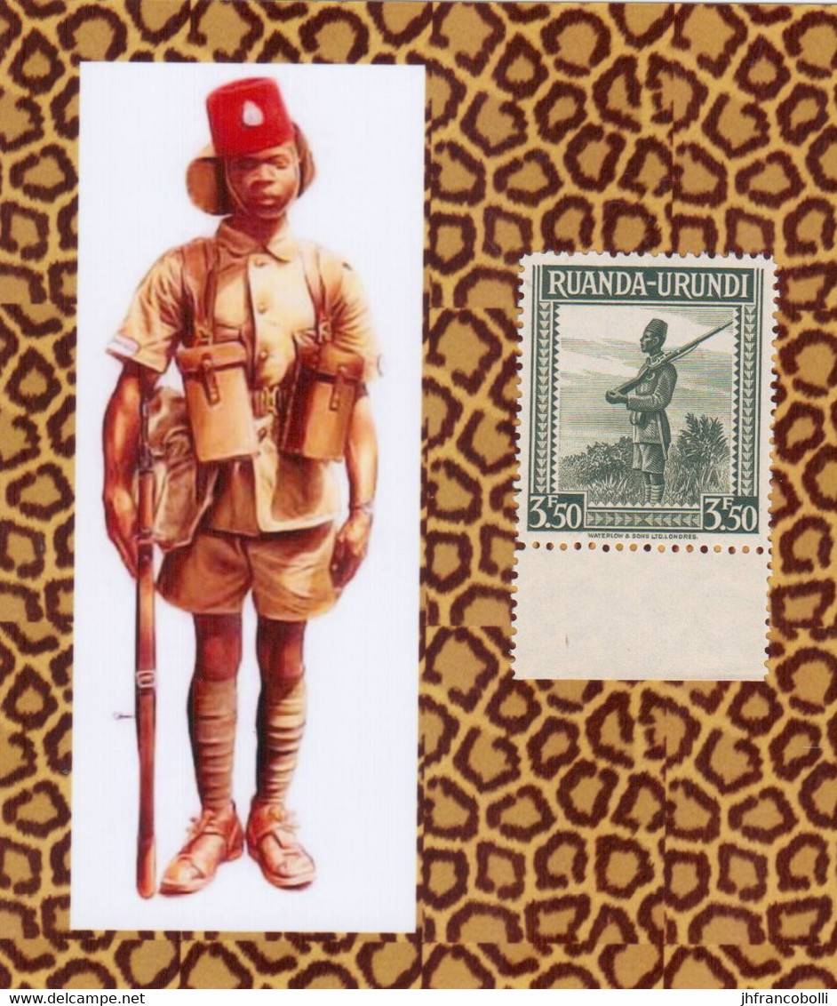 1942 ** RUANDA-URUNDI = RU 140 MNH FORCE PUBLIQUE SOLDIER / PHOTO CARD FOR FREE [ 10,5 X 11,4 Mm ] - Ruanda- Urundi