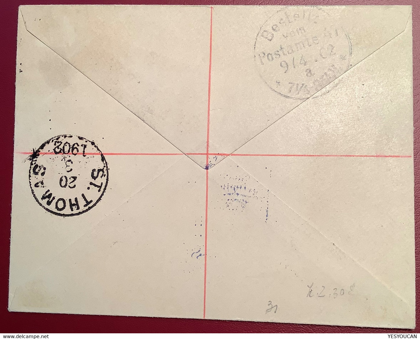 Virgin Islands TORTOLA1902 Postal Stationery REGISTERED Via DWI ST THOMAS>Berlin (cover Iles Vièrges BWI Denmark Mary - Iles Vièrges Britanniques