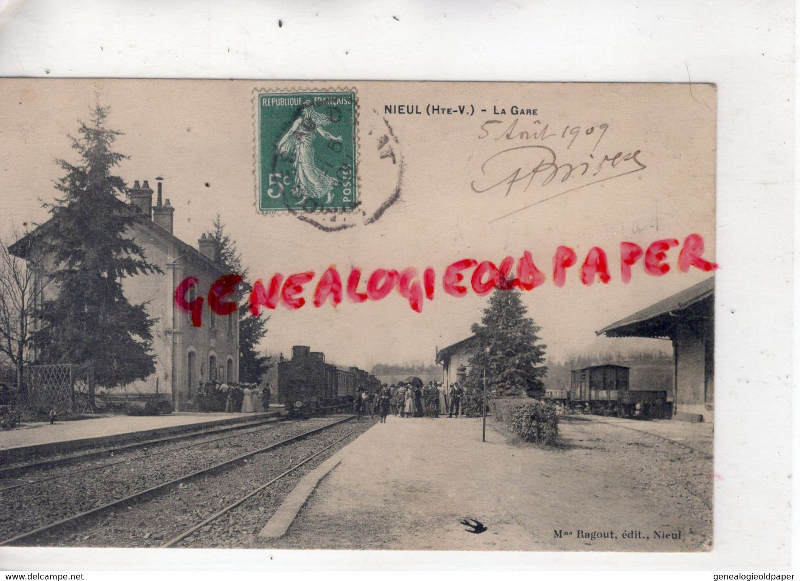 87-  NIEUL - LA GARE - EDITEUR MME RAGOUT 1908 - Nieul